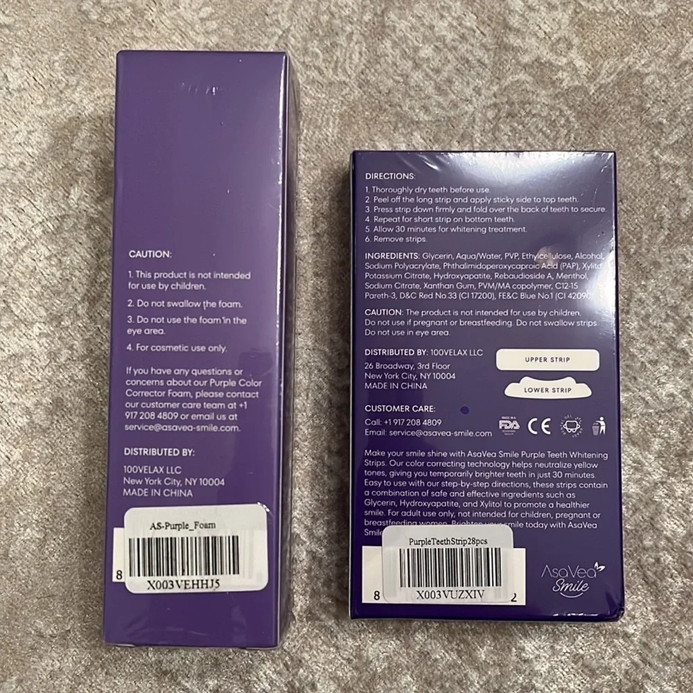 Brand New Bright White Bundle Purple Color Correcting Foam & Whitening Strips